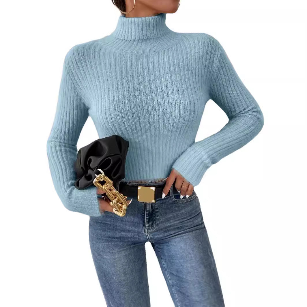 Damen Feinstrickpullover mit Stehkragen und modernem Rippdesign Drune