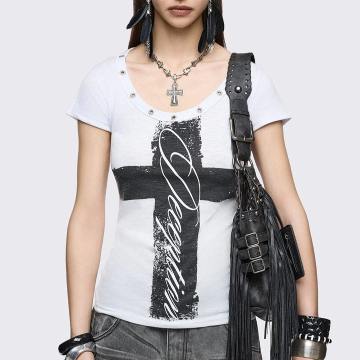 Damen Stylisches Shirt mit kreativem Grafikdesign Drune