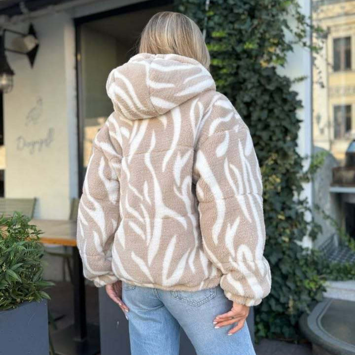 Damen Kuschelige Fleecejacke mit modischem Muster Drune