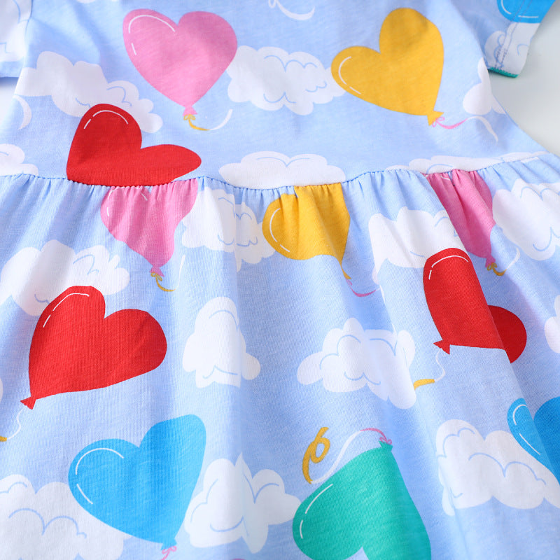 Mädchen Freizeitkleid mit fröhlichem Herz- und Ballonmotiv Drune