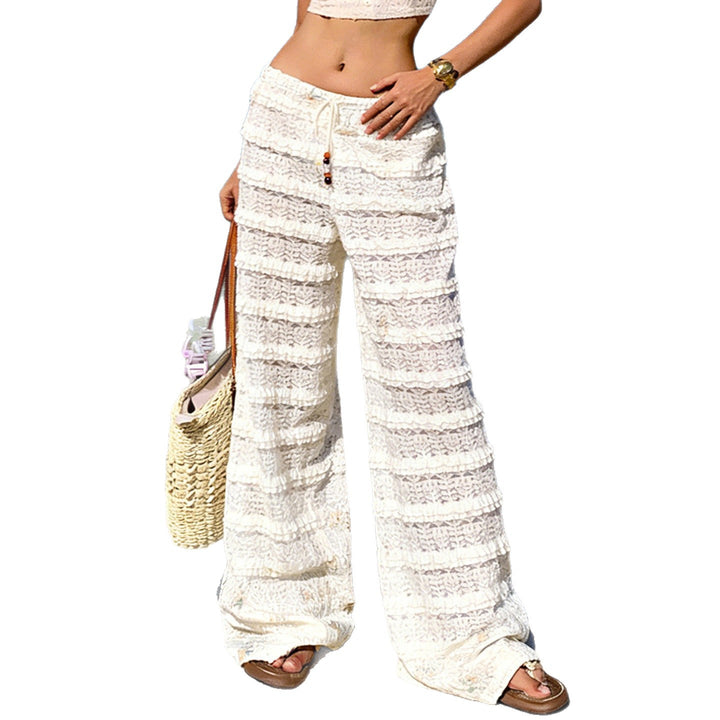Damen lässige Strandhose mit raffiniertem Volantdesign Drune