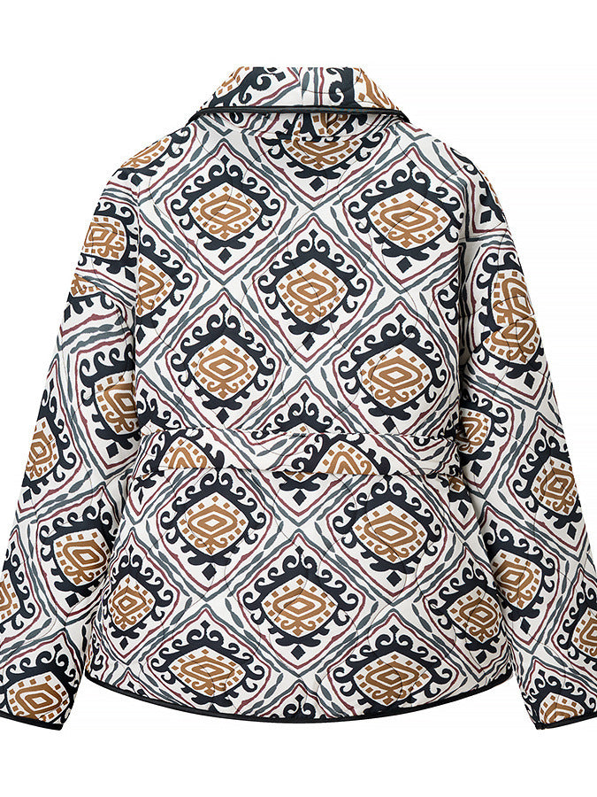 Damen Modische Blazerjacke mit Gürtel und auffälligem Muster Drune