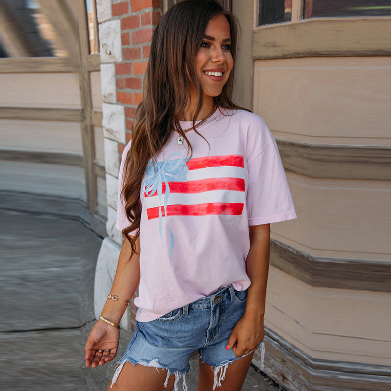 Damen T-Shirt mit künstlerischem Flaggenmotiv Drune