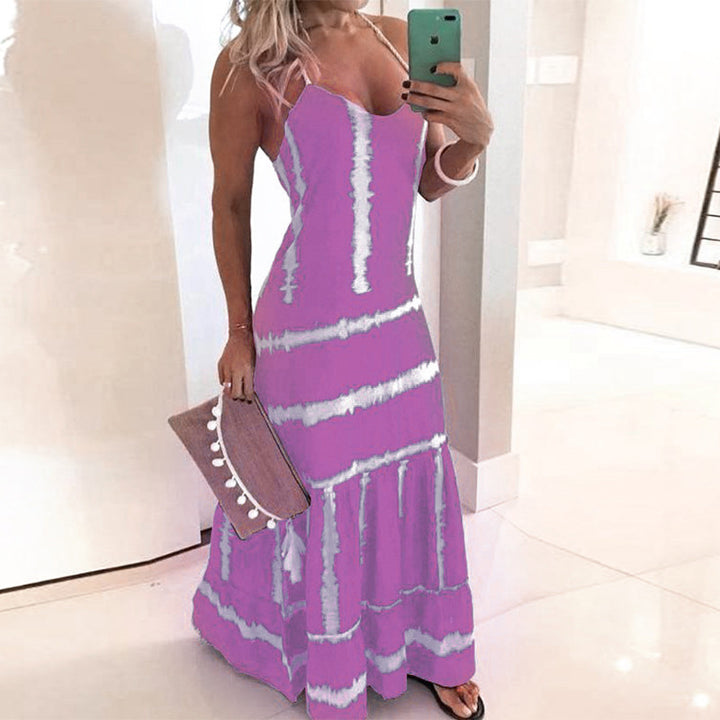 Damen Spaghetti-Träger Maxikleid mit Floreszenz-Details Drune