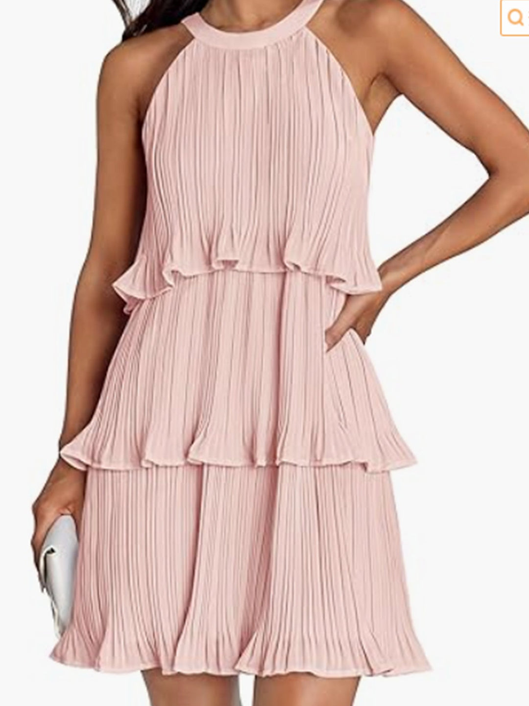 Damen Kleid mit schwingendem Faltenrock und Spitzenrüsche Drune