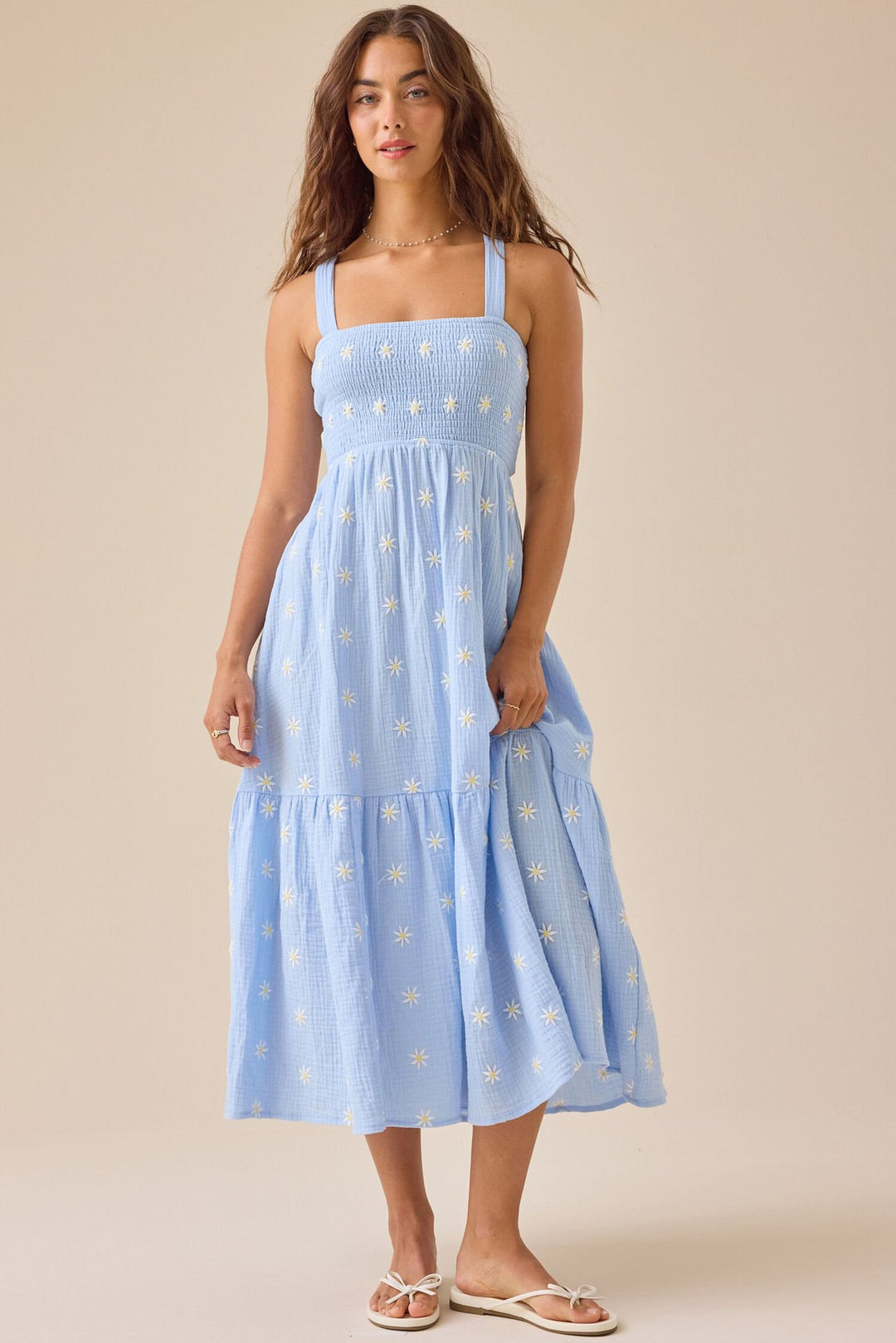 Damen Maxikleid mit gesticktem Design und luftiger Passform Drune