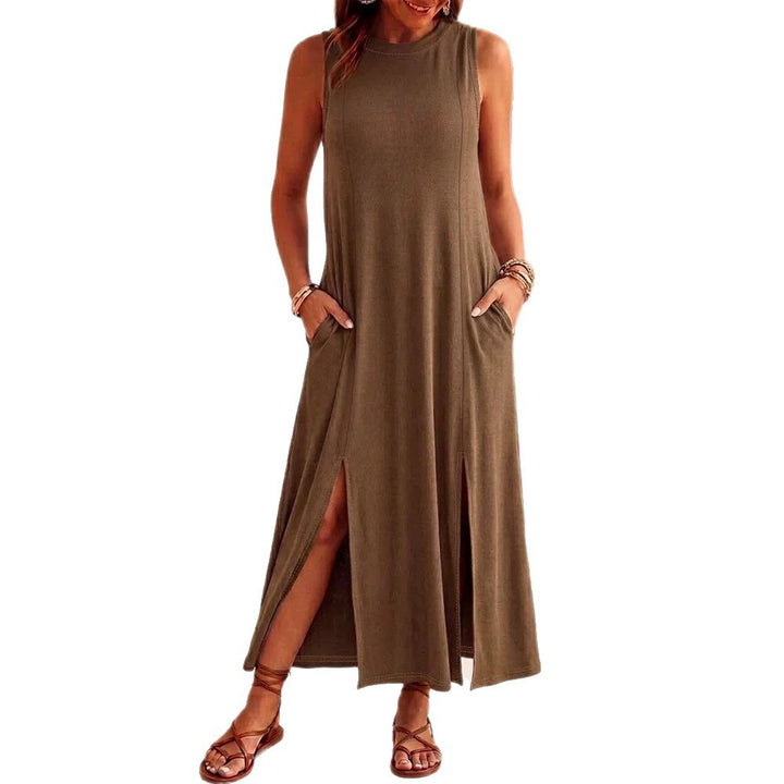 Damen Maxikleid mit elegantem Schlitz und praktischen Taschen Drune