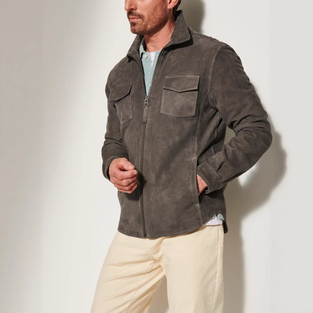 Herren Wildlederjacke mit praktischen Pattentaschen und elegantem Schnitt Drune