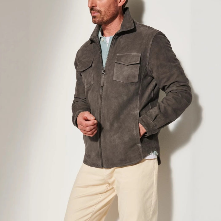 Herren Wildlederjacke mit praktischen Pattentaschen und elegantem Schnitt Drune