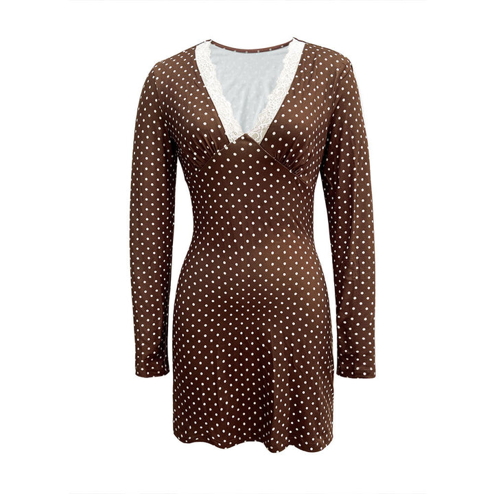 Damen Minikleid mit elegantem V-Ausschnitt und verspieltem Pünktchenmuster Drune