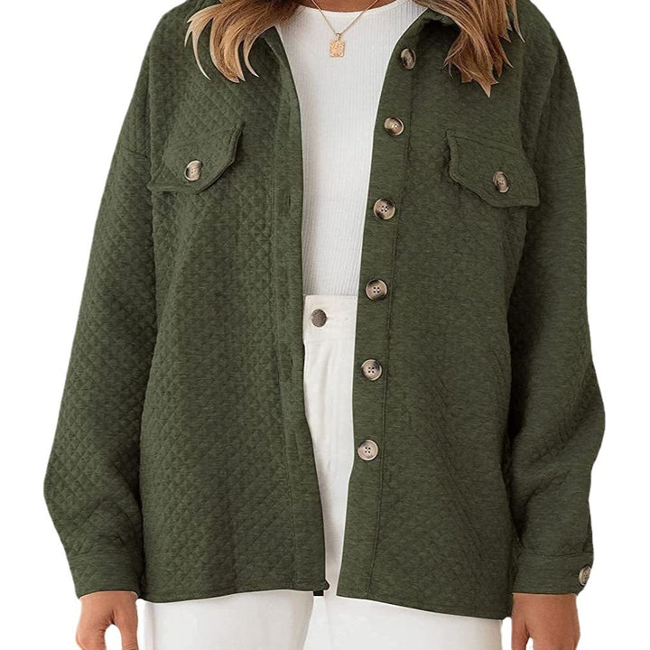 Damen gefütterte Oversize-Hemdjacke im strukturierten Design mit aufgesetzten Taschen Drune