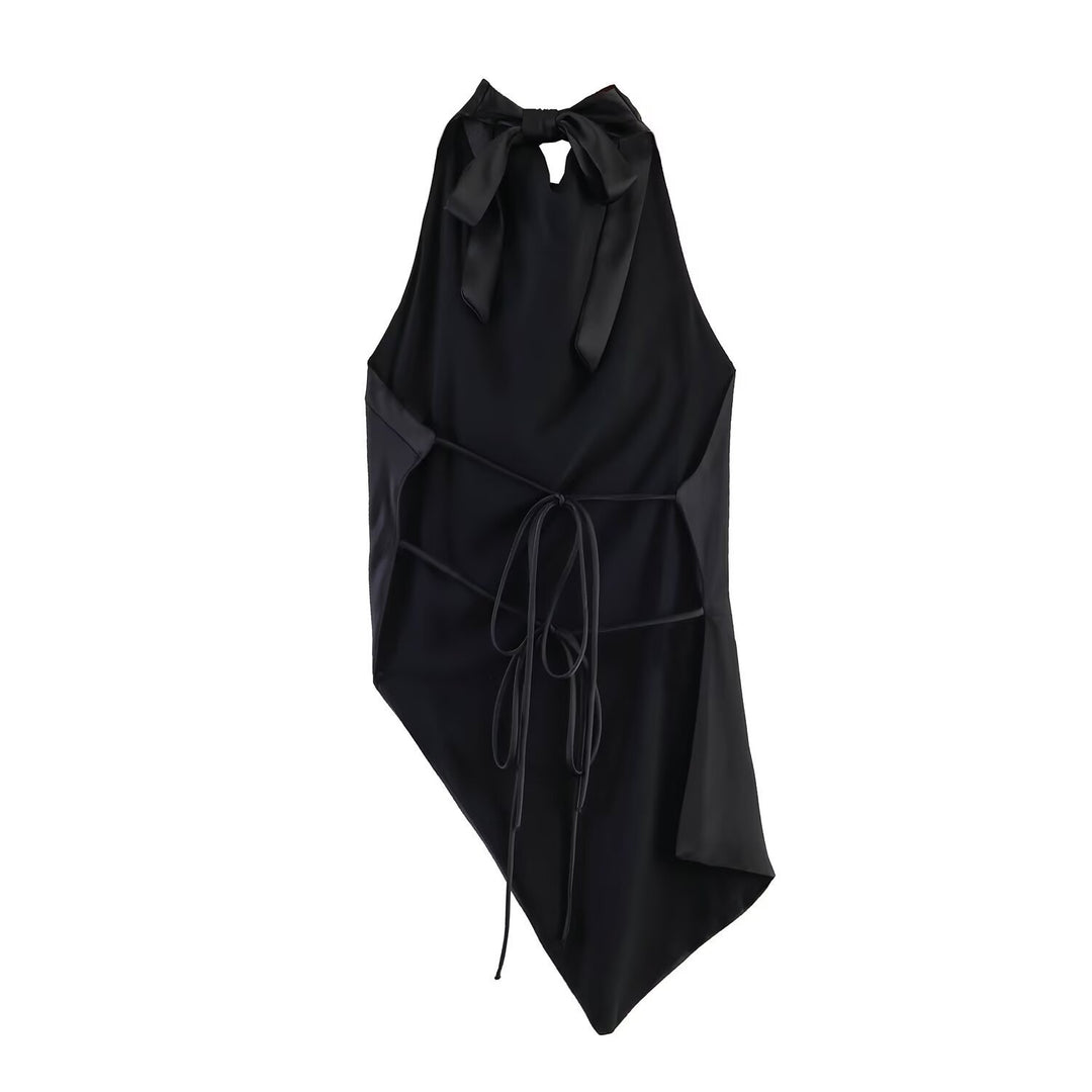 Damen asymmetrisches Satin Kleid Drune