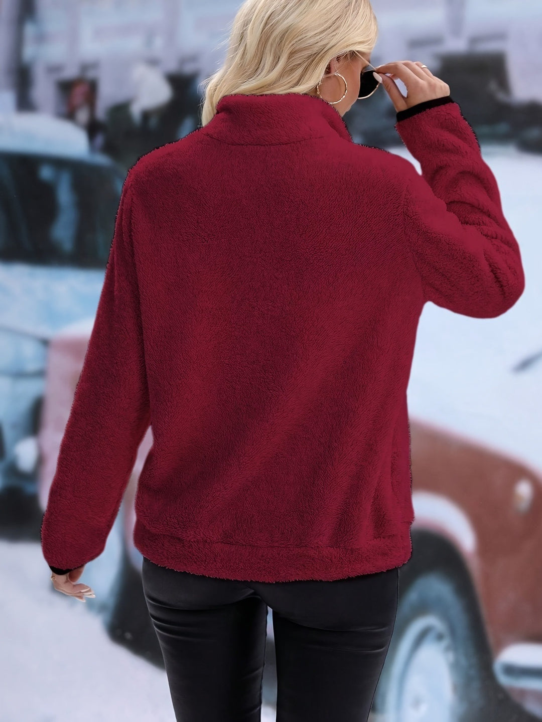 Damen Fleece Pullover mit halbem Reißverschluss Drune