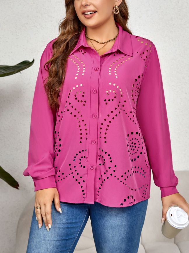 Damen Bluse mit einzigartigem Lochmuster und eleganten Details Drune