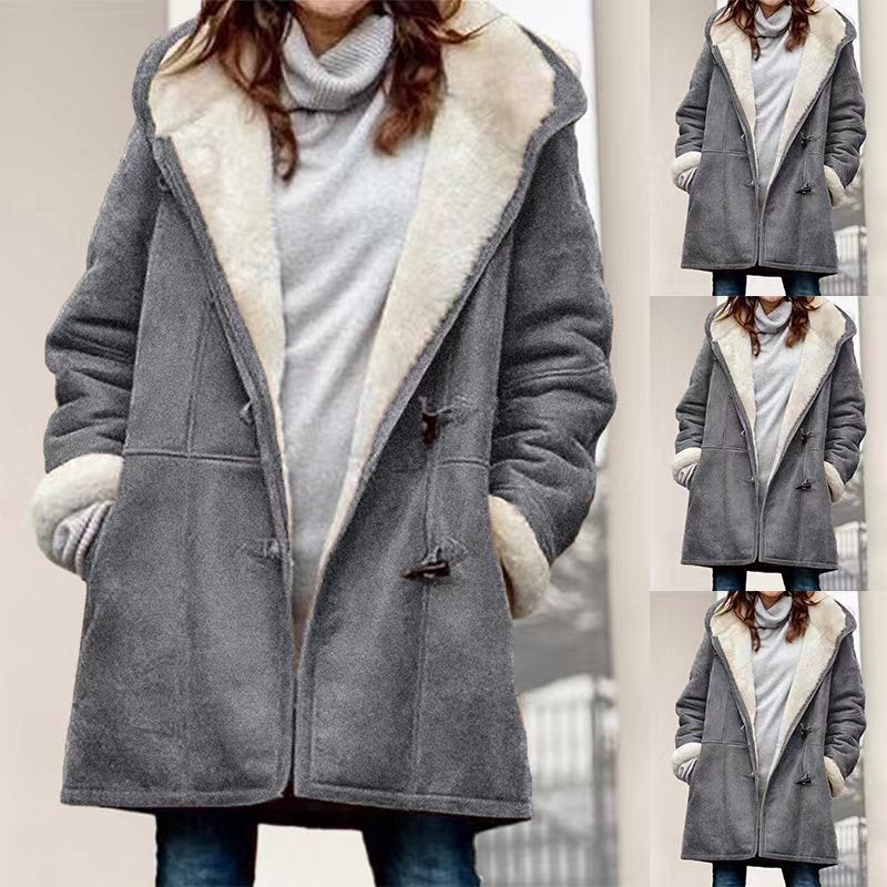 Damen Wollmantel mit Teddy-Futter und lockerer Passform Drune
