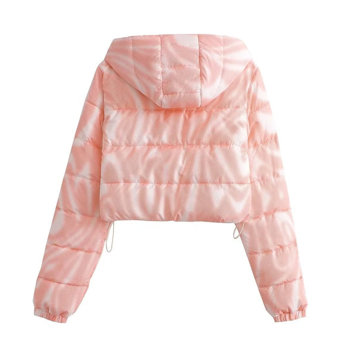Damen cropped Übergangsjacke mit modernem geometrischen Print und praktischen Taschen Drune