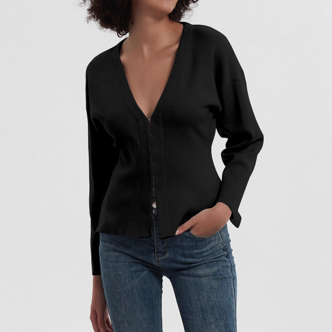 Damen Modischer V-Ausschnitt Cardigan Drune