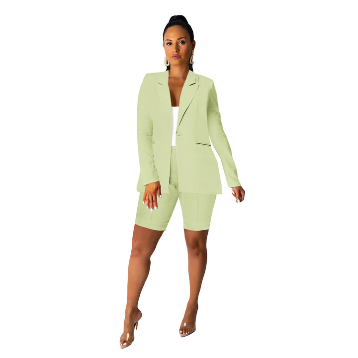 Damen elegantes Blazer-Set mit kurzen Hosen und feinen Details Drune