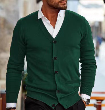 Herren nan Feinstrick V-Ausschnitt Cardigan mit Knopfleiste und Eingrifftaschen Drune
