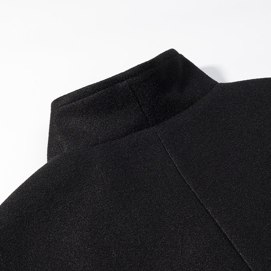 Damen modische Jacke mit hohem Kragen und doppelter Knopfleiste Drune