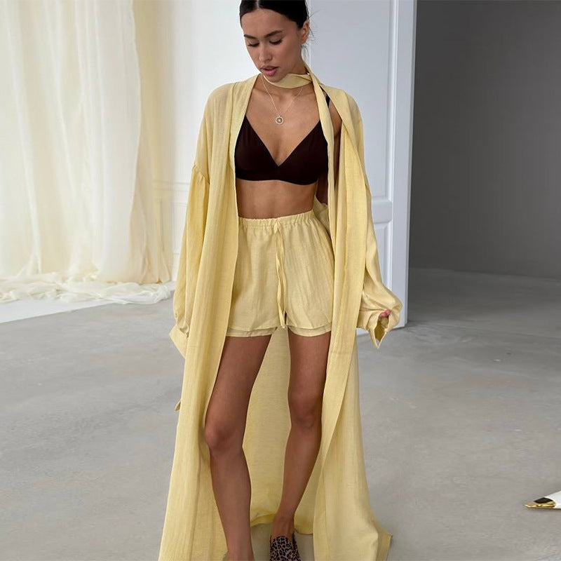Damen elegantes und luftiges Kimono-Set Drune