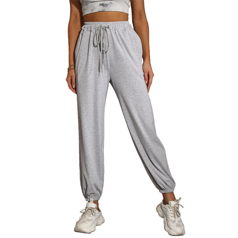 Damen lässige Jogginghose mit elastischem Bund und modernem Kordelzug Drune