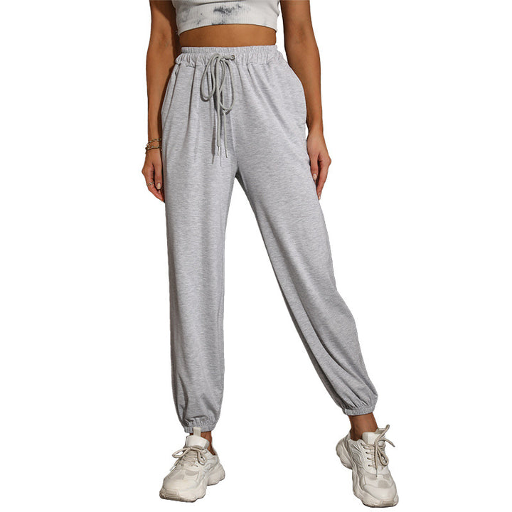 Damen lässige Jogginghose mit elastischem Bund und modernem Kordelzug Drune
