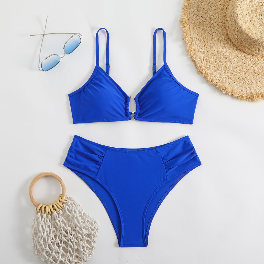 Damen modischer Triangel-Bikini mit seitlichen Raffungen Drune