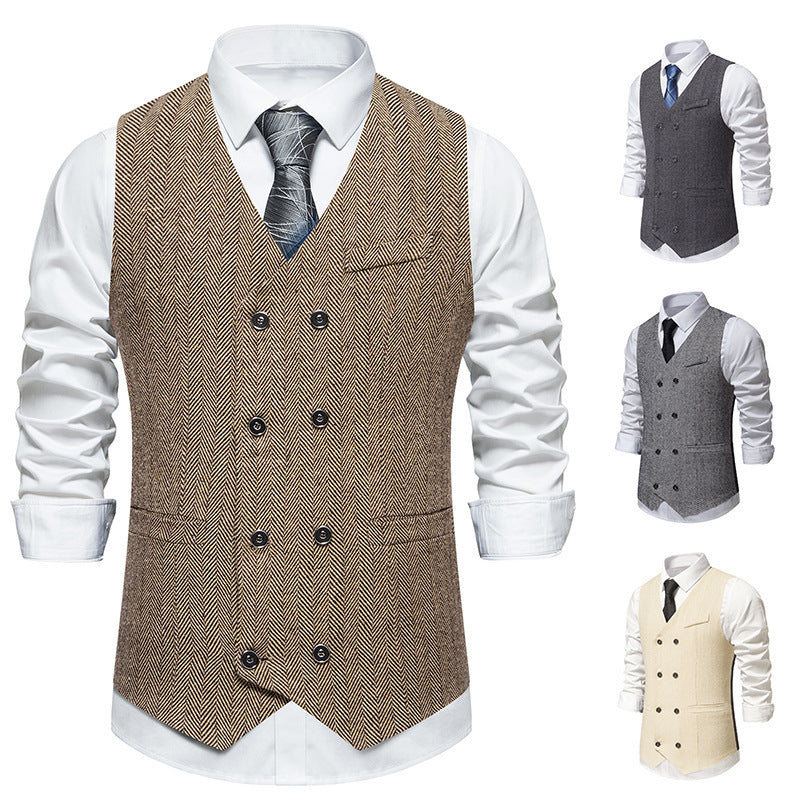 Herren elegante doppelreihige Weste Drune