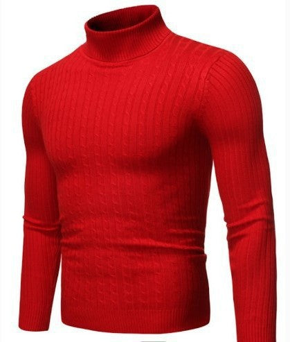 Herren nan gerippter Rollkragenpullover mit Zopfmuster und körpernaher Slim-Fit-Silhouette Drune