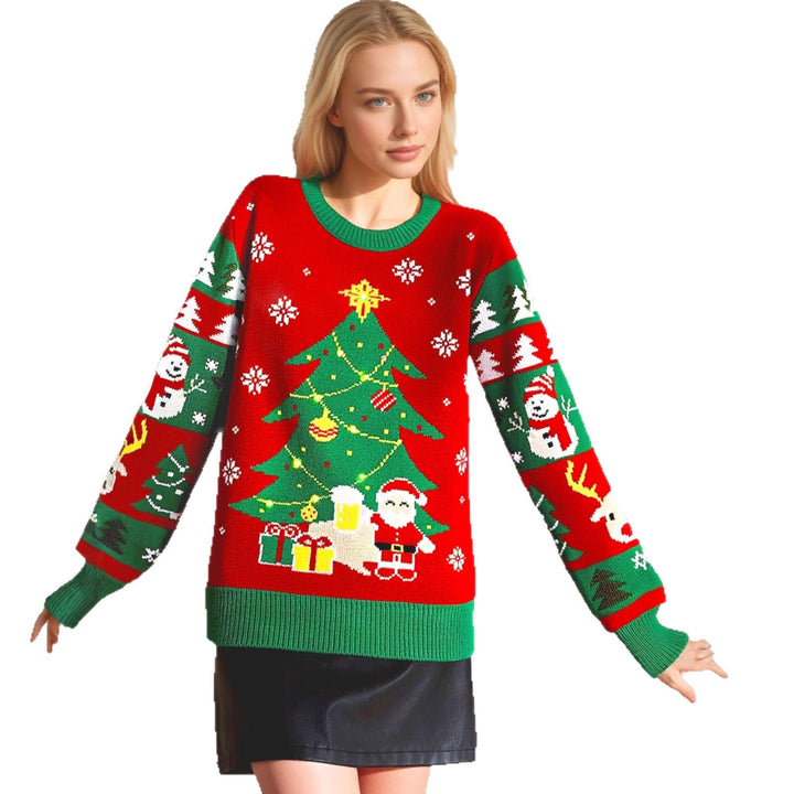 Damen festlicher Weihnachts-Strickpullover mit einzigartigem Motiv Drune
