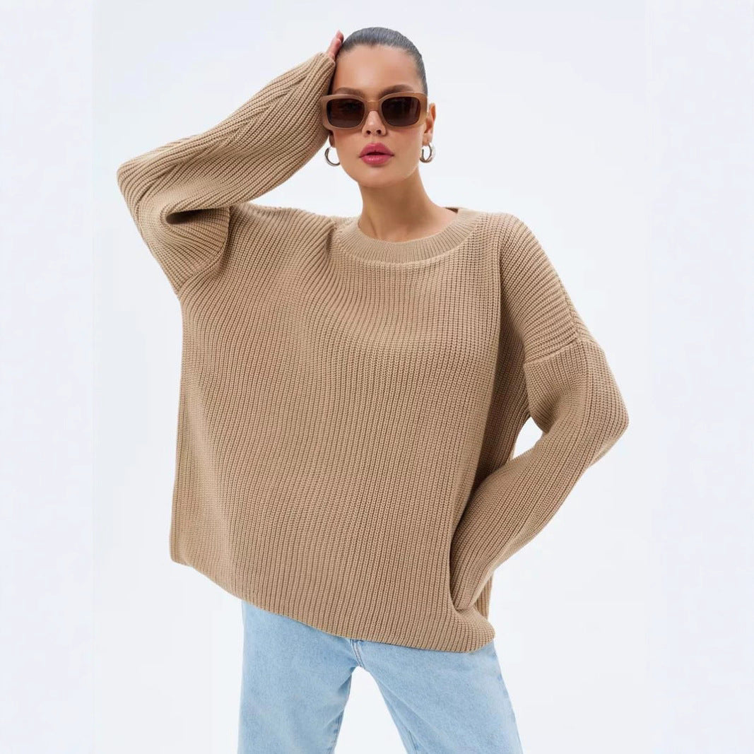 Damen Oversized Strickpullover mit modernen Schnittlinien Drune