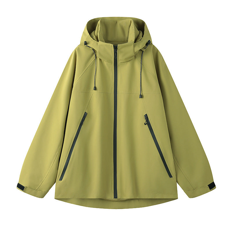 Damen technische Outdoor-Jacke mit verstellbarer Kapuze und funktionalen Reißverschlusstaschen Drune