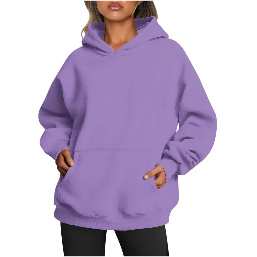 Damen lässiger Kapuzenpullover mit bequemer Passform und Kängurutasche Drune