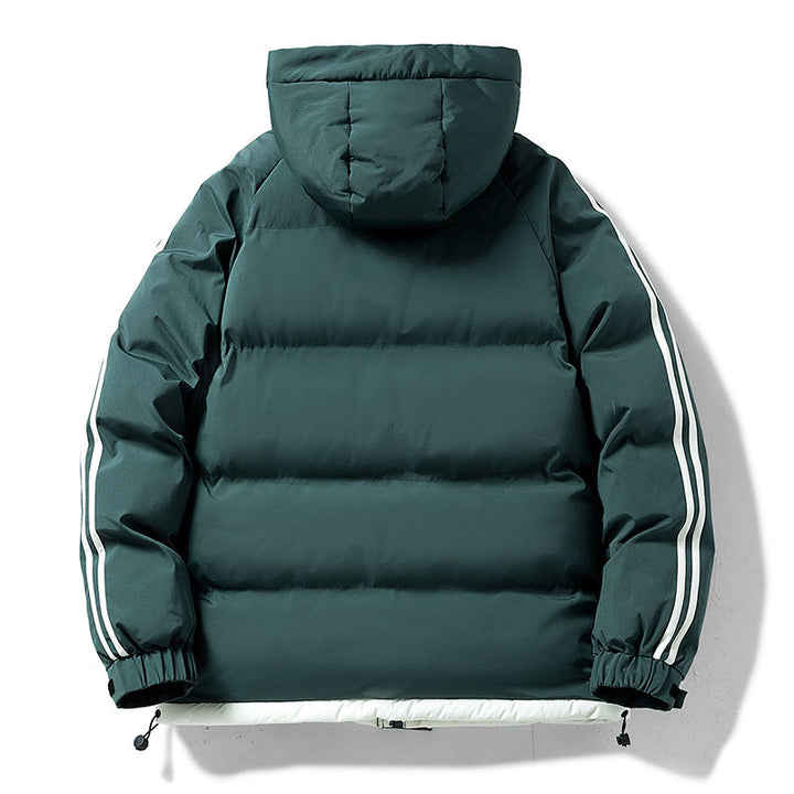 Herren nan gesteppte Kapuzen-Winterjacke mit Thermofutter, seitlichen Kontraststreifen und winddichter Außenhülle Drune