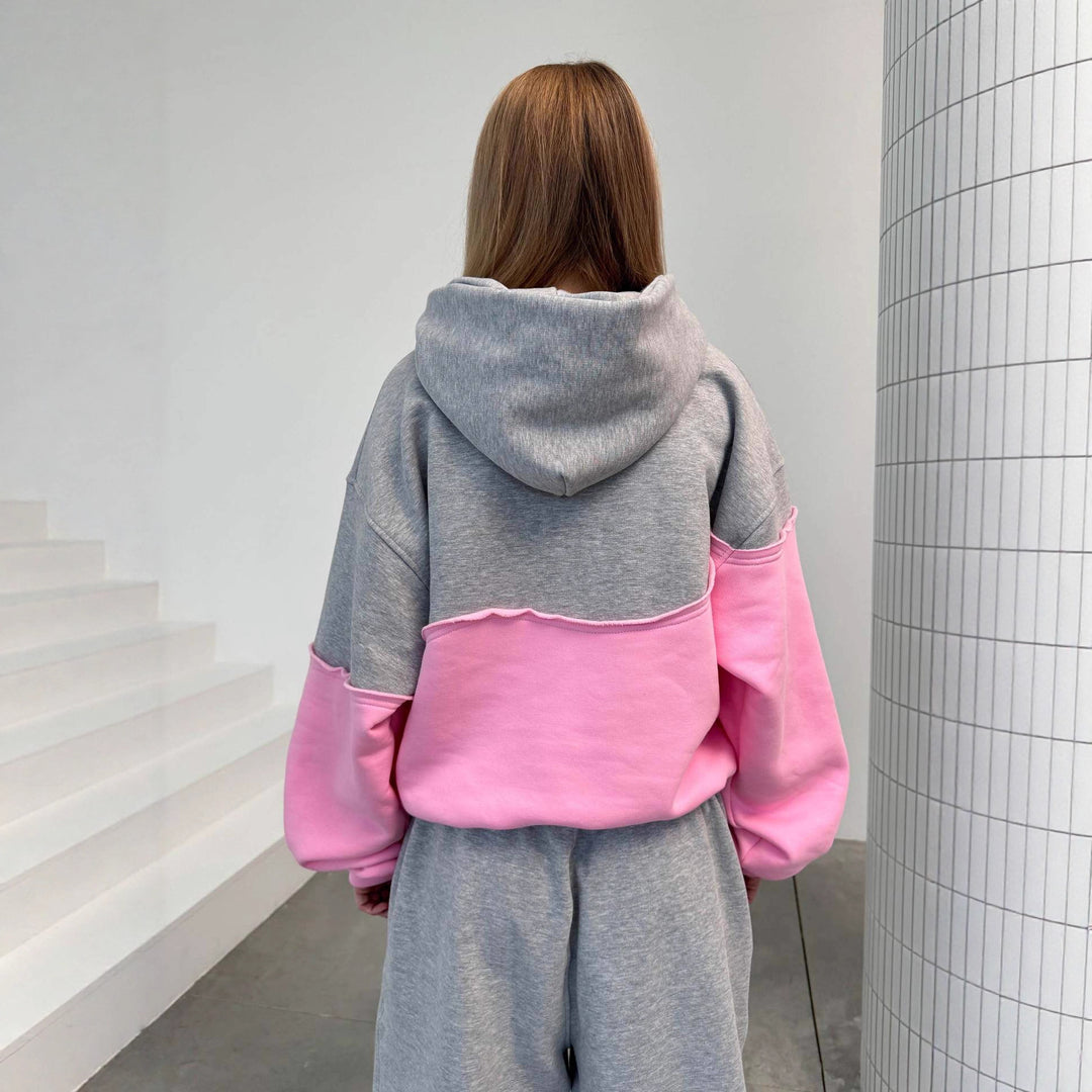 Damen sportliches Freizeit-Loungewear-Set mit kontrastierenden Einsätzen Drune
