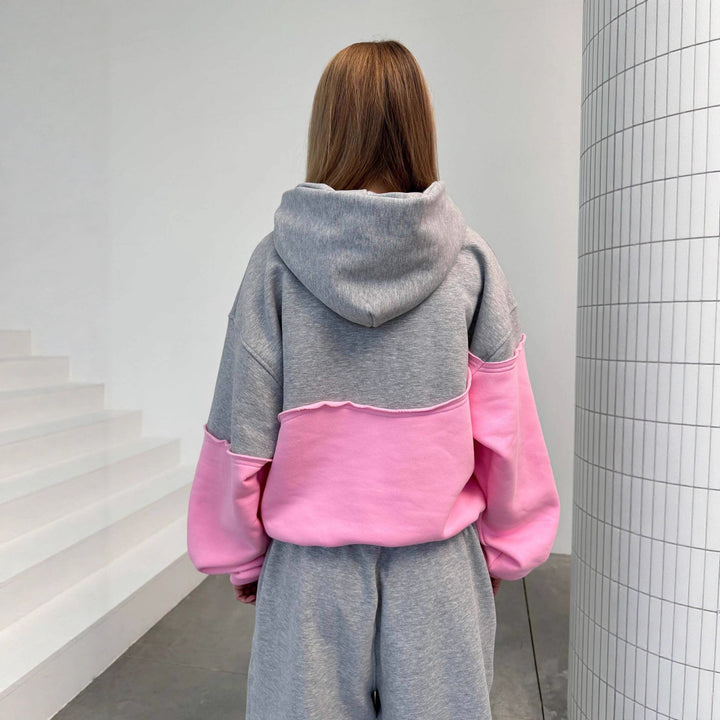 Damen sportliches Freizeit-Loungewear-Set mit kontrastierenden Einsätzen Drune