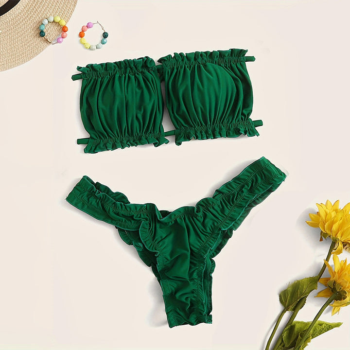 Damen Bandeau-Bikini mit gerafftem Design Drune