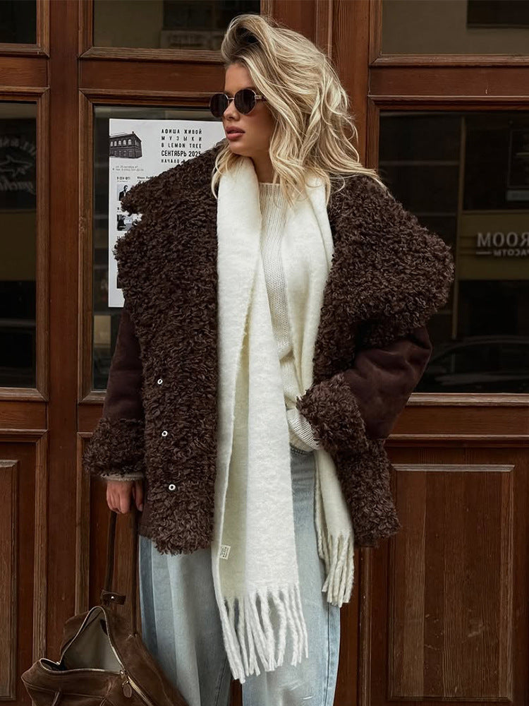 Damen Übergangsjacke mit voluminösem Kunstfellkragen Drune