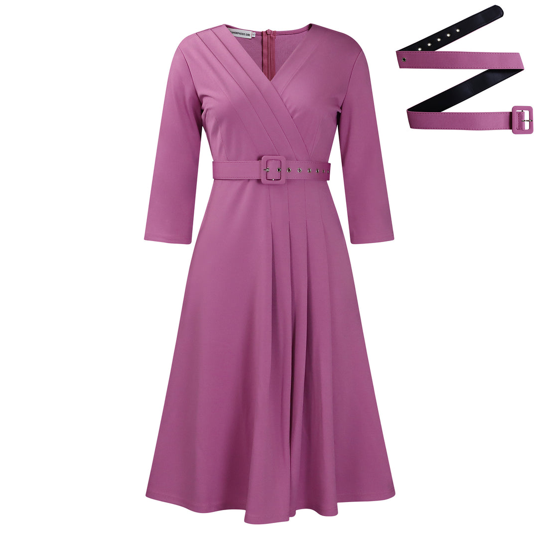 Damen Wickelkleid mit eleganter Taillierung und V-Ausschnitt Drune