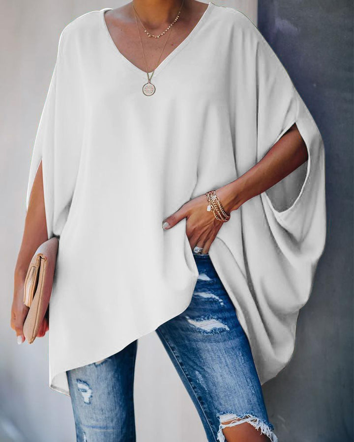 Damen oversized Poncho mit V-Ausschnitt und lässigem Schnitt Drune