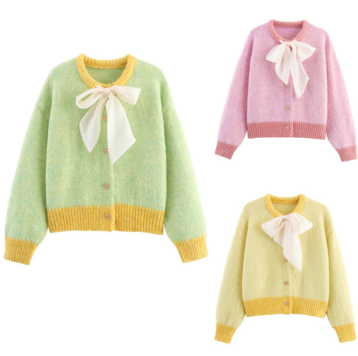 Damen kuschelige Strickjacke mit Schleifenverschluss Drune