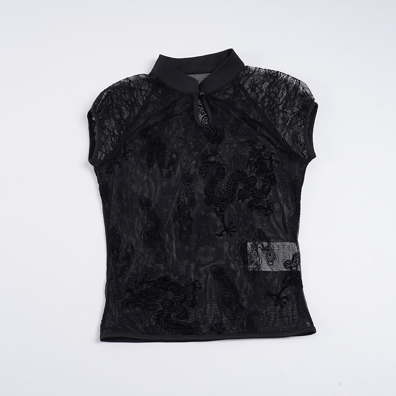 Damen elegante Spitzenbluse mit dezenten Akzenten Drune