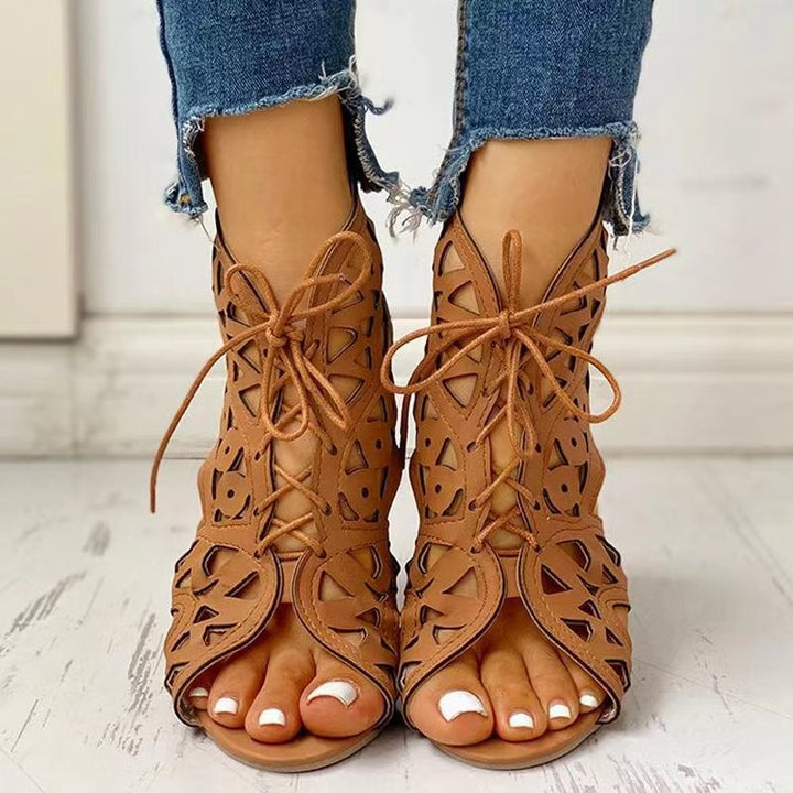 Damen Schnürsandalen mit luftiger Cut-Out-Optik und rutschfester Sohle Drune