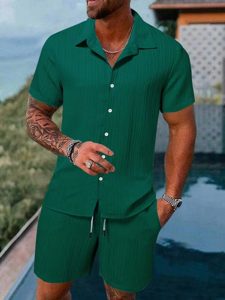 Herren atmungsaktives Sport-Set mit Kurzarm-Hemd und Shorts Drune