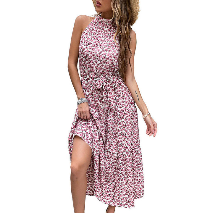 Damen Maxikleid mit floralen Rüschen und elegantem Taillengürtel Drune