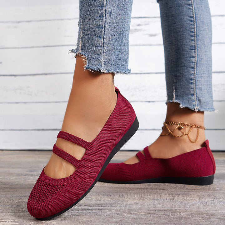 Drune | Flache Slipper Mit Riemen Über Dem Spann Und Flacher Sohle Für Damen