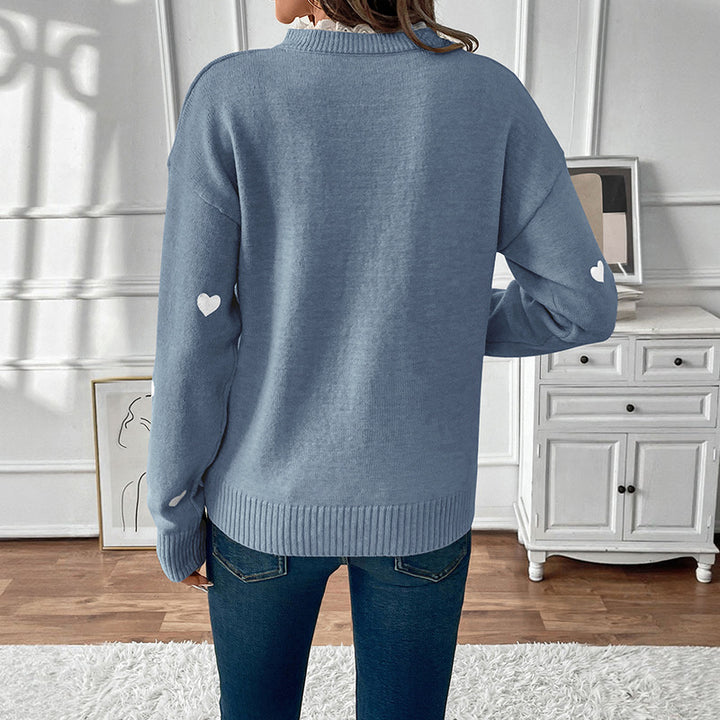 Damen Strickpullover mit Herzmuster und Rüschendetails Drune
