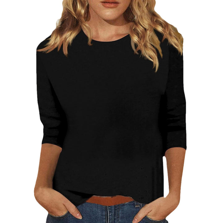 Damen lässiges Oberteil mit 3/4-Ärmeln und Rundhalsausschnitt Drune