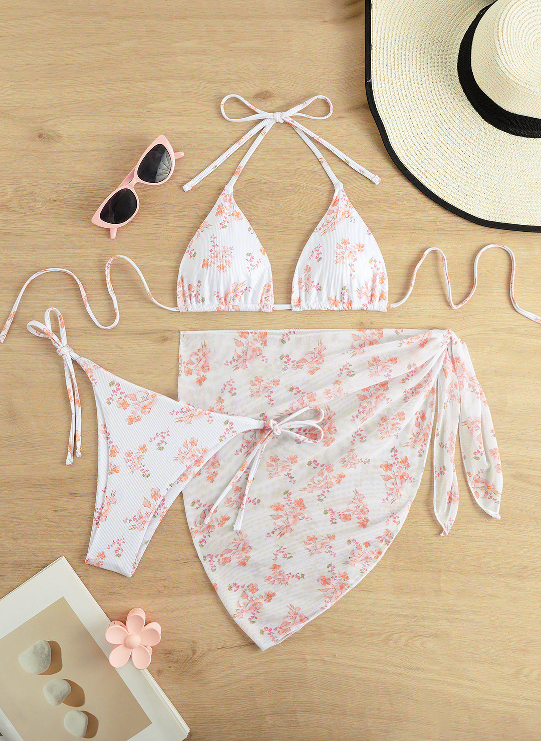 Damen Triangel-Bikini-Set mit elegantem Wickelrock Drune
